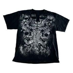 MMA Elite Shirt Men’s Large Black‎ Y2K 2000s Cyber Goth Grunge Skulls Emo Skater